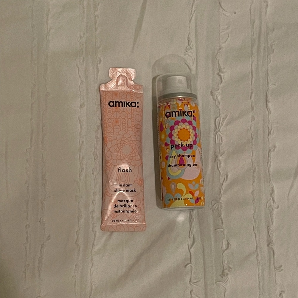 Amika hair mask and mini dry shampoo
